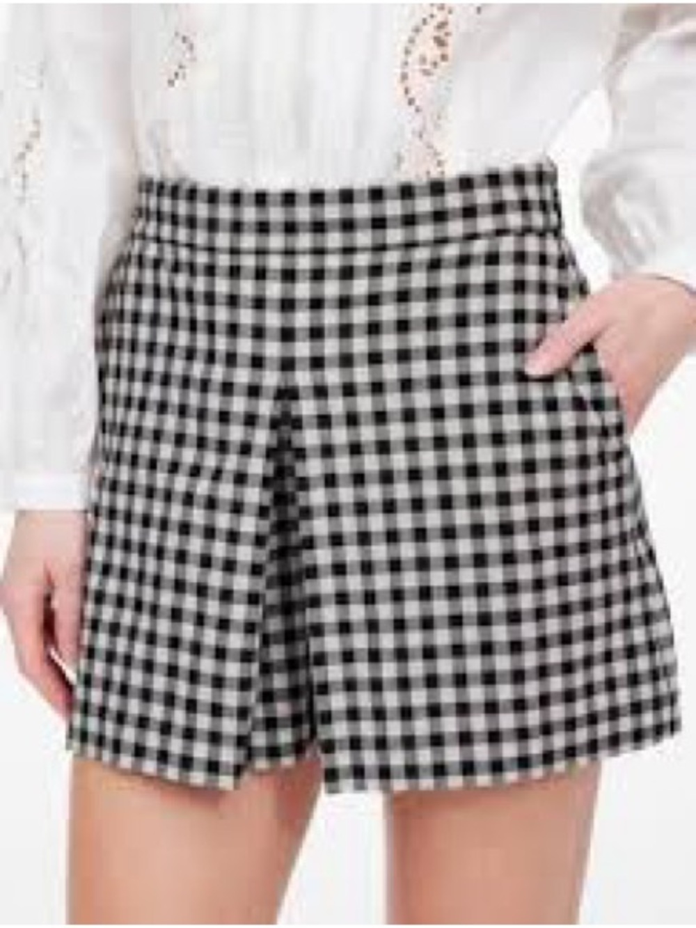 Madewell Black & White Gingham Pleated Skort - Picture 2 of 6